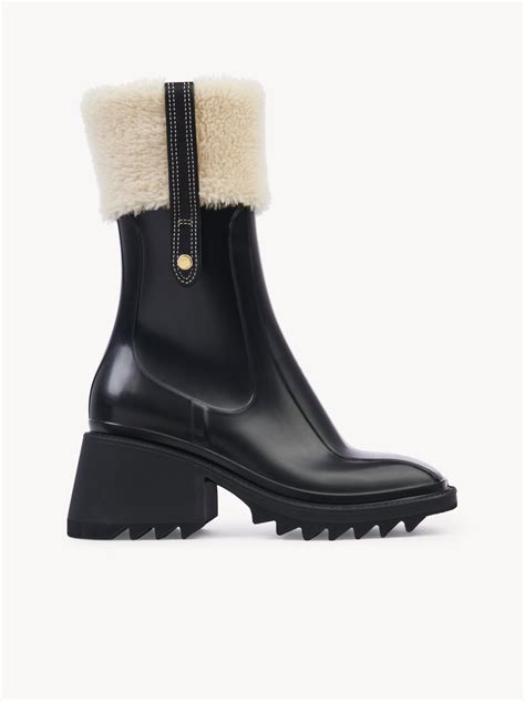 chloe black rain boots|chloe wedge fur boots for.